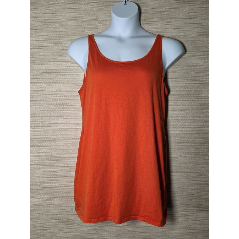 Eileen Fisher Tank Top Women XL Bright Orange Organic Cotton Scoop Neck Pullover